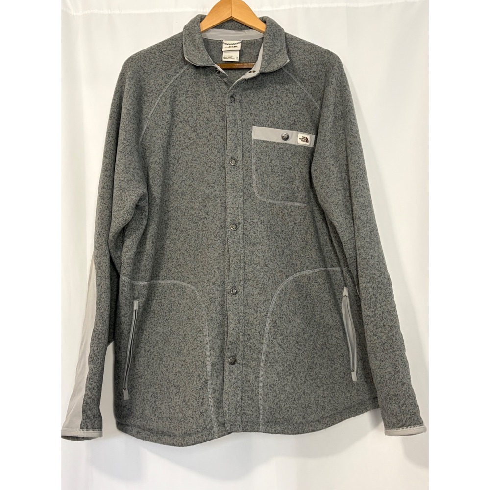 The North Face Mens Gordon Lyons Fleece Snap Front Shirt Jacket Gray XL